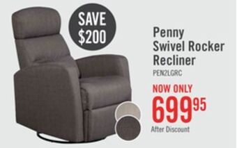 The Brick Penny linen-look fabric swivel rocker recliner - grey offer