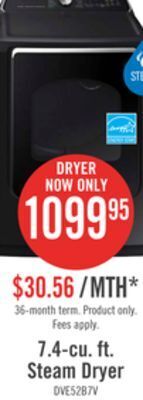 The Brick Samsung 7.4 cu. ft. electric dryer with vent sensor - dve52b7650v/ac offer