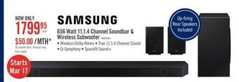 The Brick Samsung 11.1.4 channel soundbar with wireless subwoofer and rear speakers - hw-q990b/zc hwq990bs offer