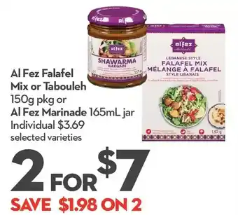 Longo's Al fez falafel mix or tabouleh or al fez marinade offer
