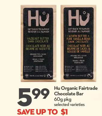Longo's Hu organic fairtrade chocolate bar offer