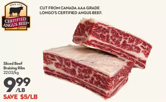 Longo's Sliced beef braising ribs offer