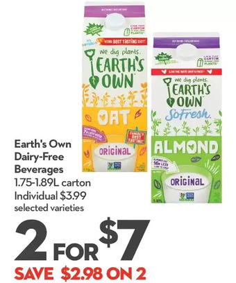 Longo's Earth's own dairy-free beverages offer
