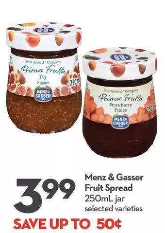 Longo's Menz & gasser fruit spread offer