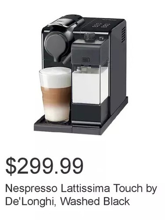 Costco Nespresso lattissima touch by de'longhi, washed black offer