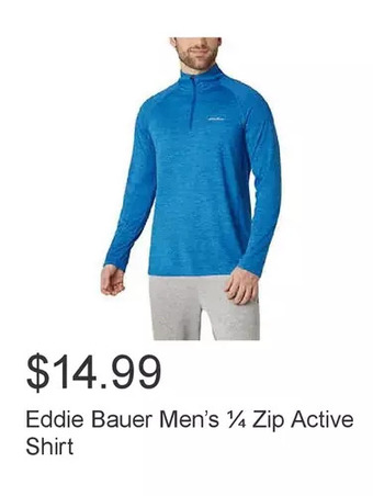 Costco Eddie bauer men’s ¼ zip active shirt offer