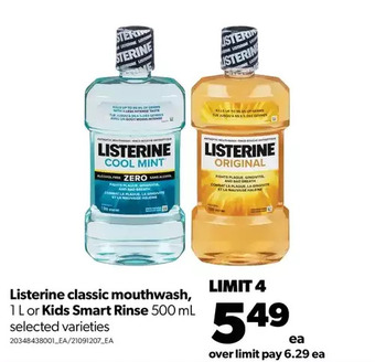 Real Canadian Superstore Listerine classic mouthwash or kids smart rinse offer
