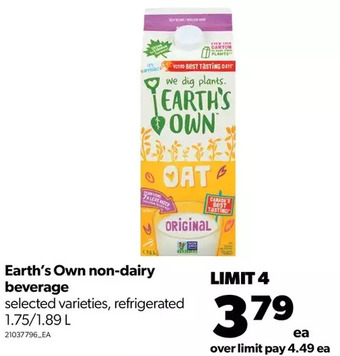 Real Canadian Superstore Earth's own non-dairy beverage offer