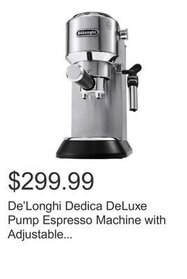 Costco De'longhi dedica deluxe pump espresso machine with adjustable frothing wand offer