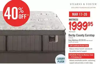The Brick Stearns & foster founders collection derby county eurotop queen mattress | king offer