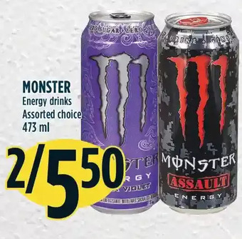 Marché Adonis Monster energy drinks offer