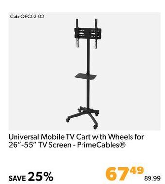 Shopper+ Universal mobile tv cart with wheels for 26"-55" tv screen - primecables offer