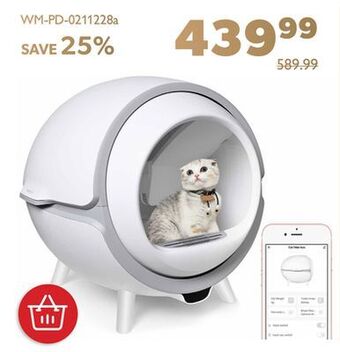 Shopper+ Self-cleaning cat litter box for multiple cats, app remote control, white - womeow offer