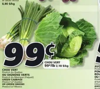 IGA Chou Vert ou Oignons Verts offer