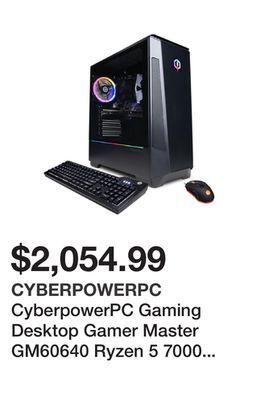 Newegg Cyberpowerpc gaming desktop gamer master gm60640 ryzen 5 7000 series 7600x (4.70ghz) 16gb ddr5 1 tb ssd amd radeon rx 6600 xt offer