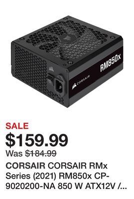 Newegg Corsair rmx series (2021) rm850x cp-9020200-na 850 w atx12v / eps12v 80 plus gold certified full modular power supply offer