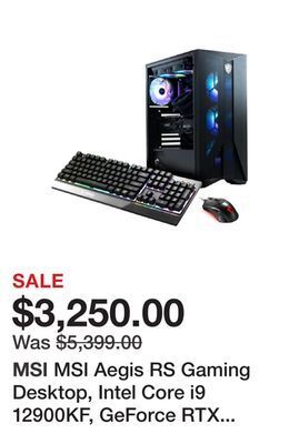 Newegg Msi aegis rs gaming desktop, intel core i9 12900kf, geforce rtx 3080 ti, 64gb ddr5, 2tb nvme ssd, windows 11 home (aegis rs 1 offer