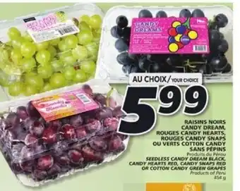 IGA Raisins Noirs Candy Dream, Rouges Candy Hearts, Rouges Candy Snaps ou Verts Cotton Candy Sans Pepins offer
