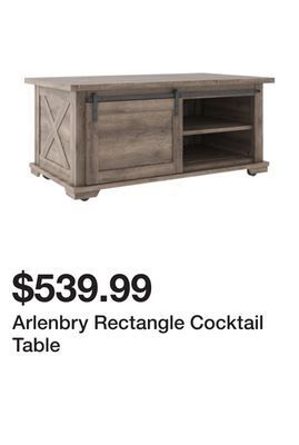Ashley Furniture Arlenbry rectangle cocktail table offer