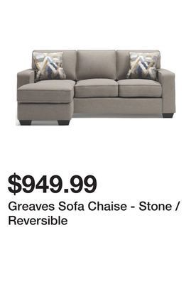 Ashley Furniture Greaves sofa chaise - stone / reversible offer