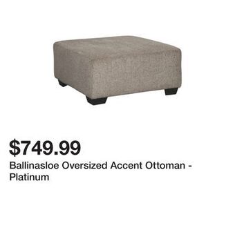 Ashley Furniture Ballinasloe oversized accent ottoman - platinum offer