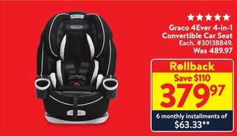 Walmart Graco 4ever 4-in-1 convertible car seat offer