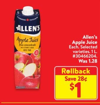 Walmart Allen's apple juice offer
