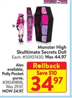 Walmart Monster high skulltimate secrets doll offer