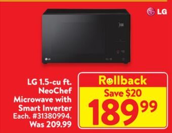 Walmart Lg 1.5-cu ft. neochef microwave with smart inverter offer