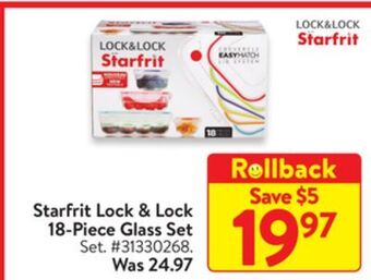 Walmart Starfrit lock & lock 18-piece glass set offer