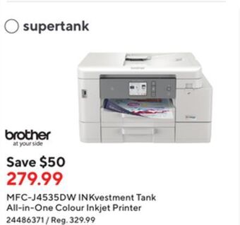 Staples Brother mfc-j4535dw inkvestment tank all-in-one colour inkjet printer offer