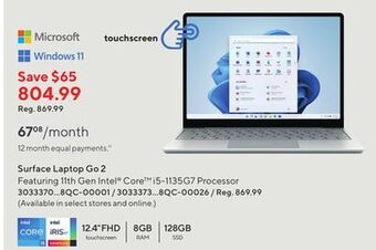 Staples Microsoft surface laptop go 2 offer