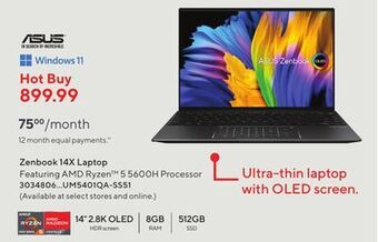 Staples Asus zenbook 14x laptop offer