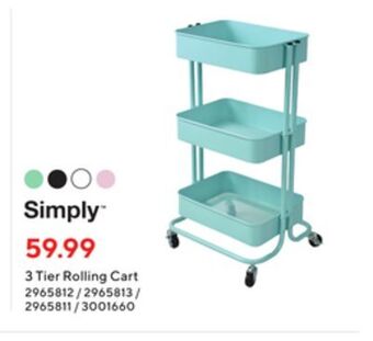 Staples Simply 3 tier rolling cart offer