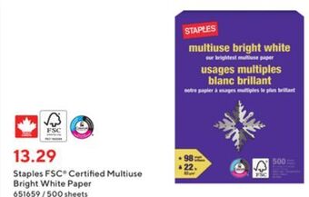 Staples Staples fsc® certified multiuse bright white paper offer