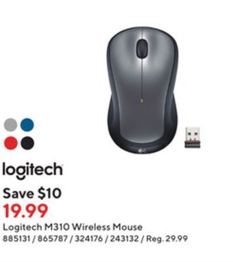 Staples Logitech m310 wireless mouse offer