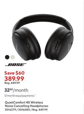 Staples Bose quietcomfort 45 wireless noise cancelling headphones offer