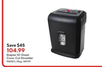 Staples Staples 10-sheet cross-cut shredder offer