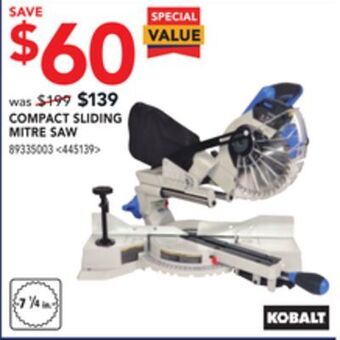 Lowe's Kobalt compact sliding mitre saw offer