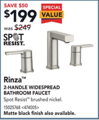 Lowe's Moen rinza 2-handle widespread bathroom faucet offer