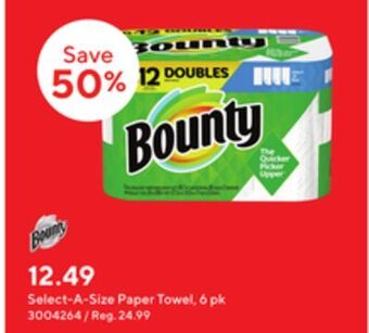 Staples Bounty select-a-size paper towel, 6 pk offer