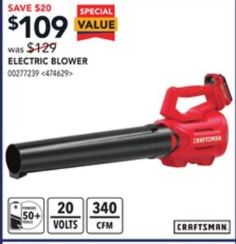 Lowe's Craftsman electric blower offer
