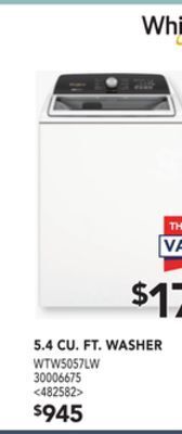 Lowe's Whirlpool 5.4 cu. ft. washer offer