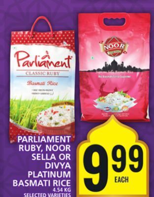 Food Basics Parliament ruby, noor sella or divya platinum basmati rice offer