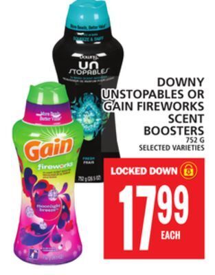 Food Basics Downy unstopables or gain fireworks scent boosters offer