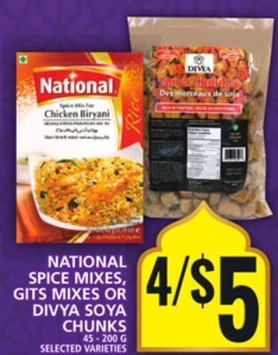 Food Basics National spice mixes, gits mixes or divya soya chunks offer