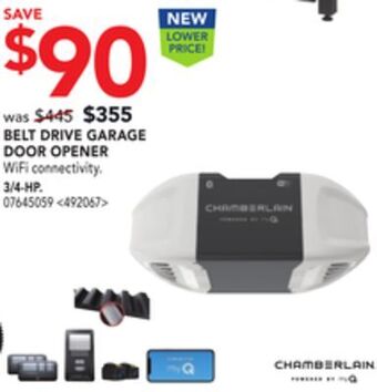 Lowe's Chamberlain belt drive garage door opener offer