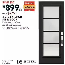 Lowe's Jeld-wen 4-lite exterior steel door offer