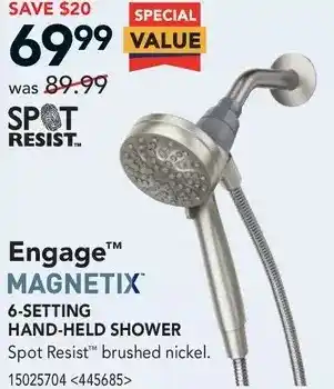 Lowe's Moen engage magnetix 6-setting hand-held shower offer