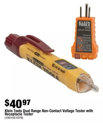 Home Depot Klein tools dual range non-contact voltage tester with receptacle tester offer